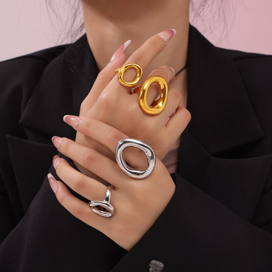 VELROSS STUDIO Velross bold gold titanium steel statement ring
