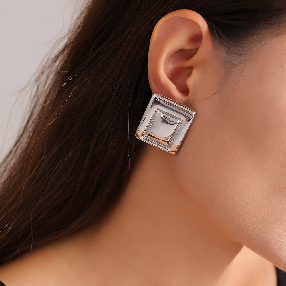 VELROSS STUDIO Velross modern geometric drop dangle titanium steel earrings