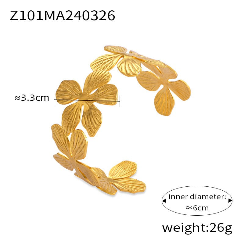 VELROSS STUDIO Delicate Floral Design Cuff Adjustable Bracelet
