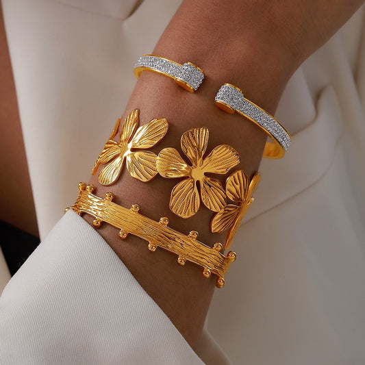 VELROSS STUDIO Delicate Floral Design Cuff Adjustable Bracelet